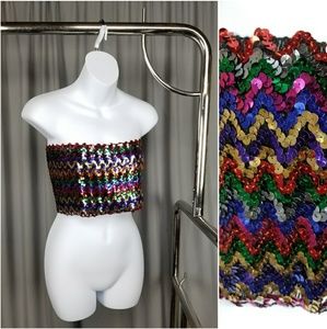 Rainbow Sequined Vintage Tube Top